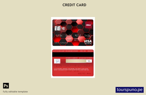 listo para imprimir plantilla de tarjeta de firma de visa bancaria de BB&T Corp.